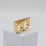 Flex Double Finger Ring 14K Plated Gold (Brass)