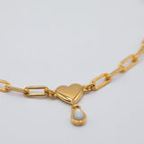 Pearl Heart Drop Bracelet