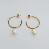 Baroque Pearl Hoop Earrings