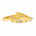 A stack of three gold vermeil rings with lab grown diamonds set in a solid sterling silver base, arranged on a plain background.