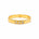 A gold vermeil ring featuring three lab grown diamonds bezel set, on a white background. 