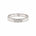Slim silver ring with three lab-grown diamonds bezel set, displayed on a white background.