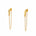 A pair of gold vermeil earrings with a chain attached to a stud and butterfly back, featuring round lab grown diamonds.