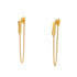 A pair of gold vermeil earrings with a chain attached to a stud and butterfly back, featuring round lab grown diamonds.