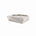 A silver geometric ring with a small square clear gemstone, shown on a plain white background.