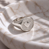 Diamond Heart Signet Ring