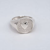Diamond Heart Signet Ring