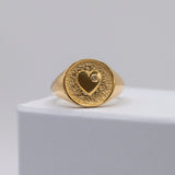 Diamond Heart Signet Ring