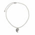 A pearl necklace with a silver spiral shell pendant, displayed on a clean white background.