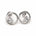 A pair of silver-toned stud earrings with open circular rings and small lab-grown baguette and pear-cut diamonds, shown on a plain white background.