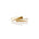 A pair of gold vermeil stud earrings on a white background with a reflection below them.
