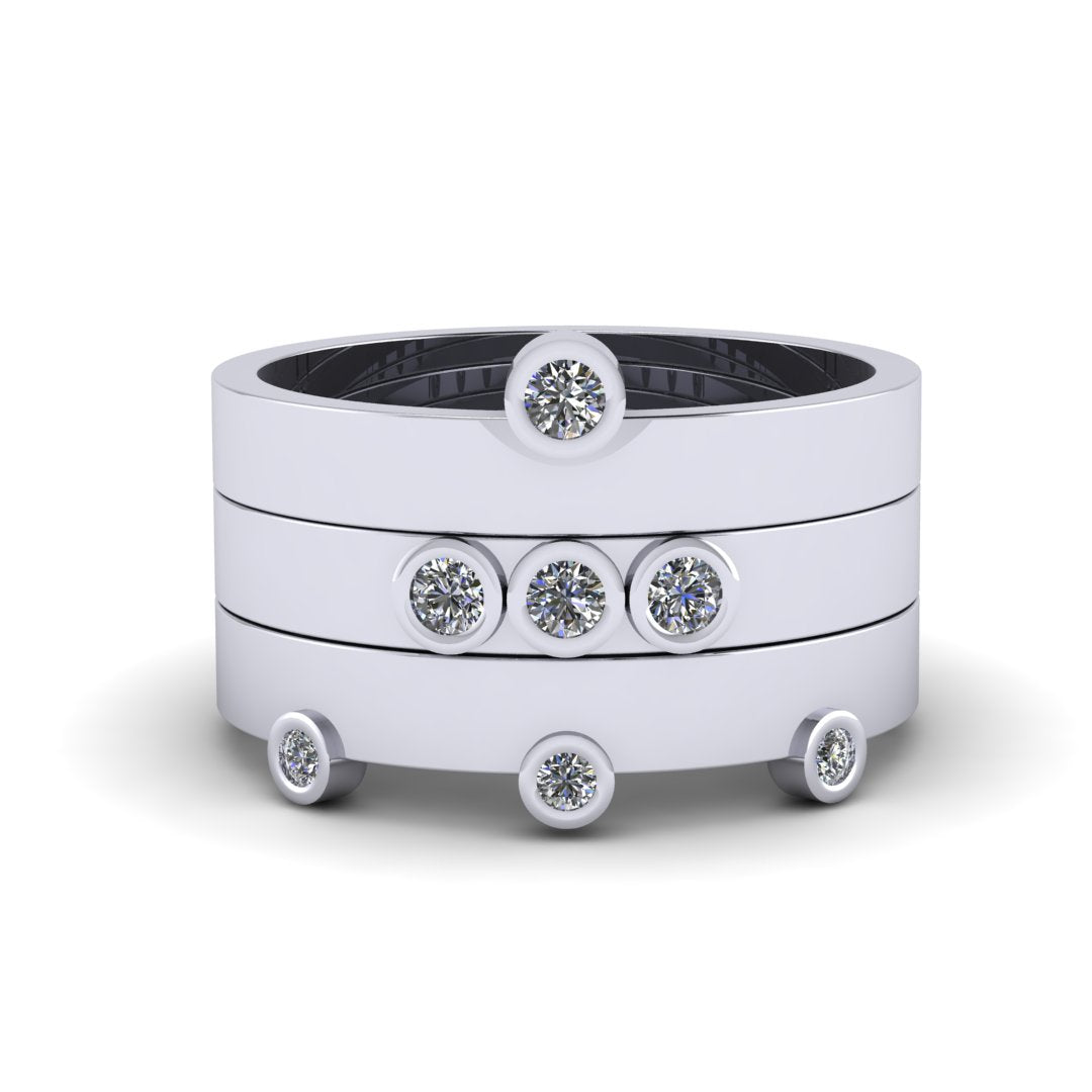 Create a minimalist layered look with this Cyclical Thin Ring Stack. Made with solid sterling silver, this delicate set of five slim rings is the perfect addition to any jewelry collection. Enjoy the versatility of arranging the designs on different fingers for your preferred and customized look.
